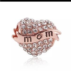 💖BEAUTIFUL ROSE GOLD WITH PINK CRYSTALS MOM CHARM FOR PANDORA BRACELETS💖